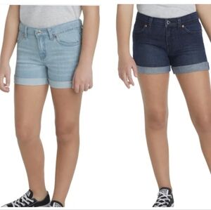 (2) New Levi's Youth kids girls Short Light/Blue Rolled Cuffs Classic Size 6 NWT